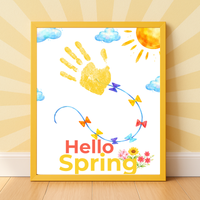 Hello Spring Handprint Kite Craft Printable with Kite | Spring Preschool Activity | Kids Seasonal Art Project | Classroom Spring Keepsake PDF