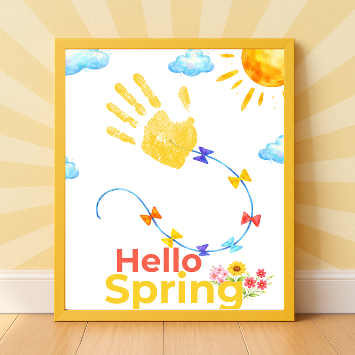 Hello Spring Handprint Kite Craft Printable with Kite | Spring Preschool Activity | Kids Seasonal Art Project | Classroom Spring Keepsake PDF