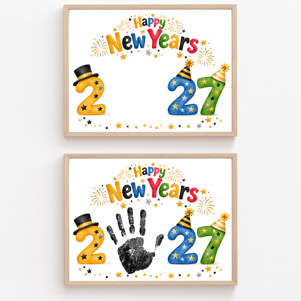 New Year 2027 Handprint Craft & Coloring Page | Happy New Year Keepsake Printable for Kids