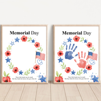 Memorial Day Handprint Wreath Craft Printable | Patriotic Keepsake Art for Kids | Red White Blue Handprint Activity | Preschool Classroom PDF