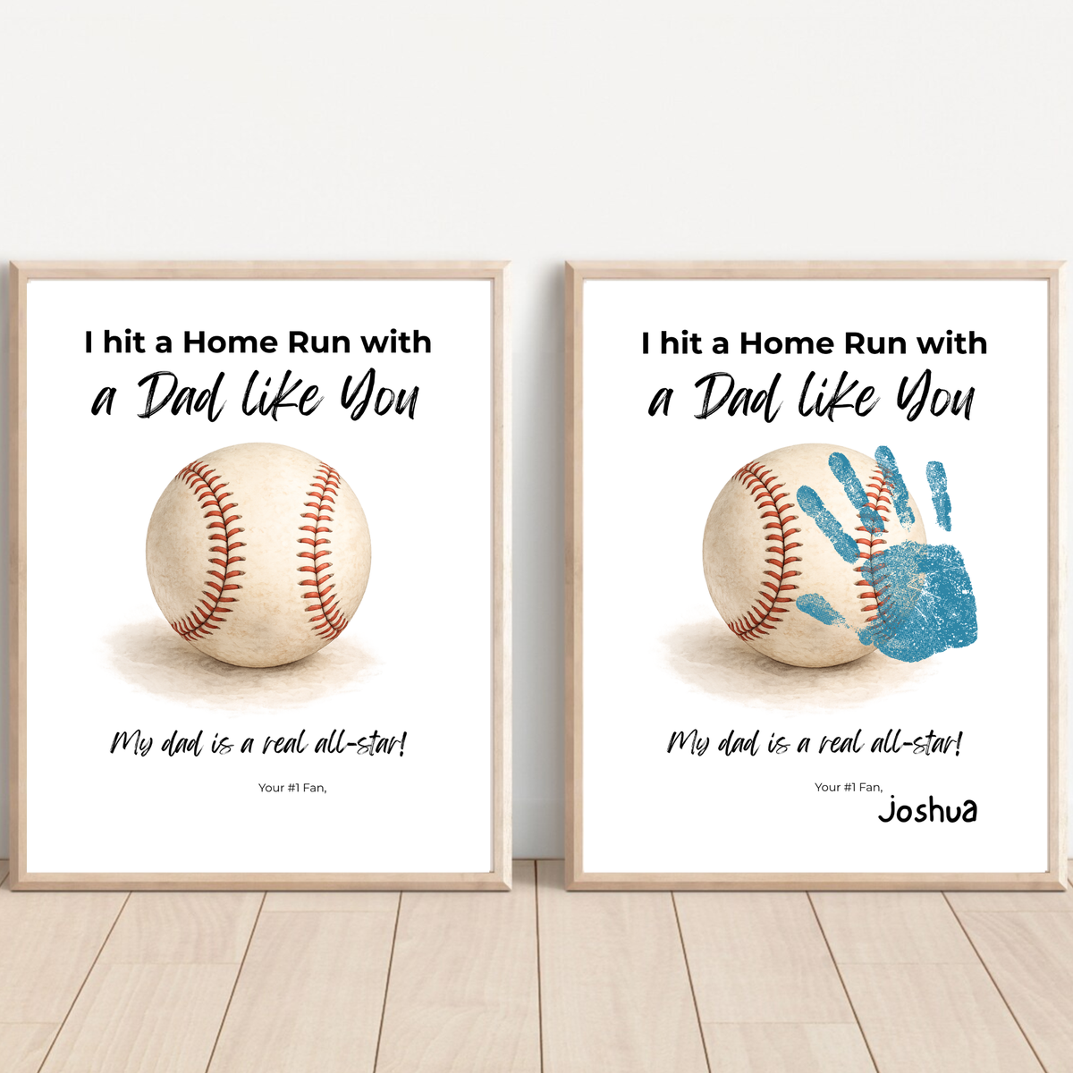 Baseball Handprint Craft for Dad, I Hit a Home Run with a Dad Like You Printable, Father’s Day Baseball Keepsake from Kids