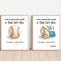 Baseball Handprint Craft for Dad, I Hit a Home Run with a Dad Like You Printable, Father’s Day Baseball Keepsake from Kids