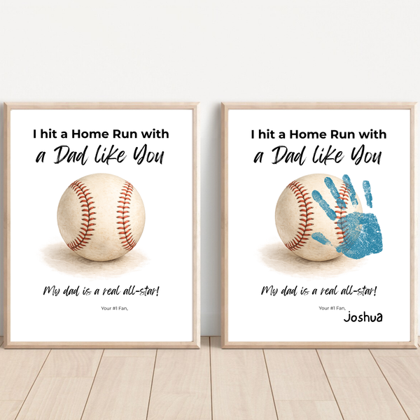 Baseball Handprint Craft for Dad, I Hit a Home Run with a Dad Like You Printable, Father’s Day Baseball Keepsake from Kids