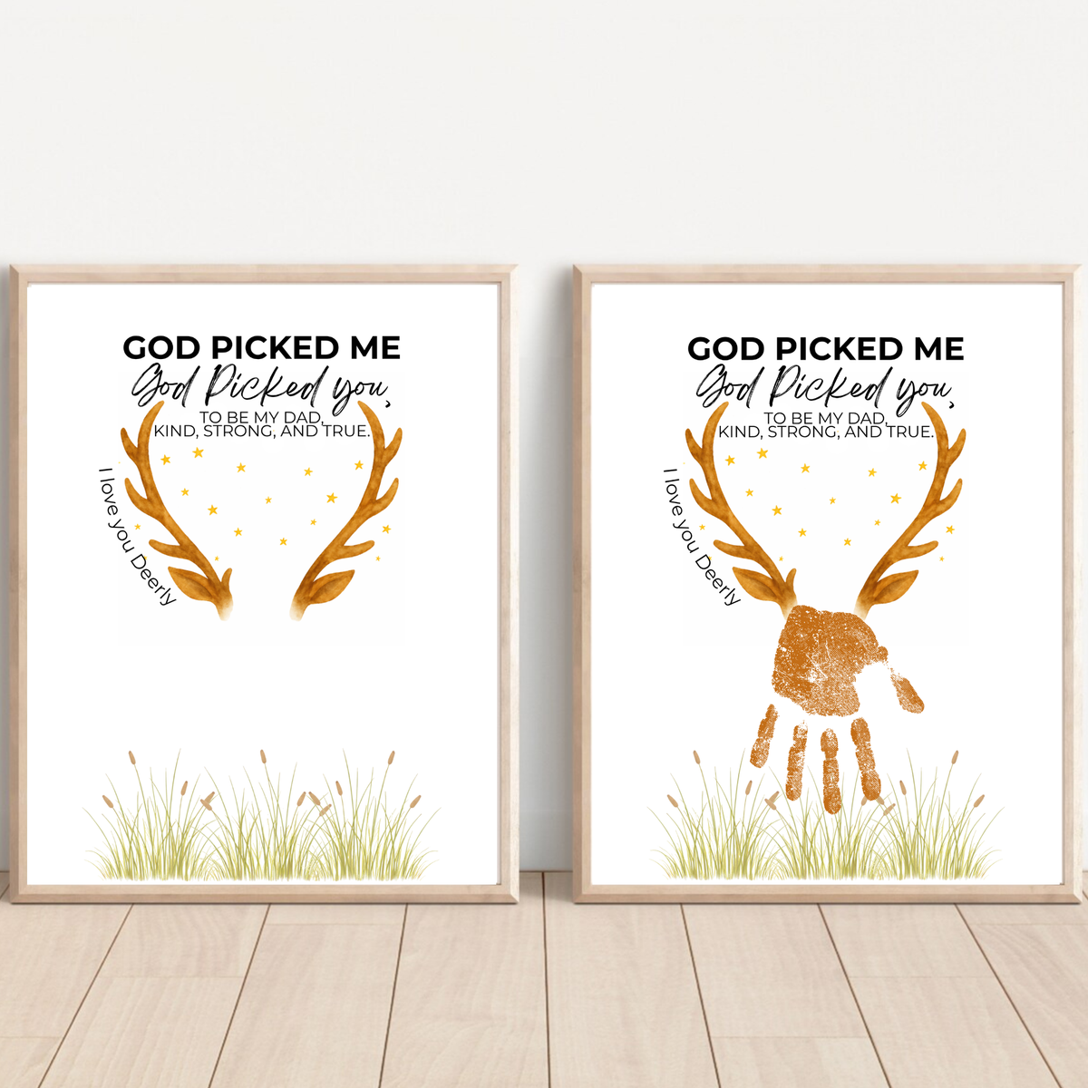 God Picked Me Father’s Day Handprint Craft Printable | Christian Dad Keepsake from Kids | Deer Handprint Art | Faith-Based Preschool DIY Printable