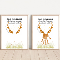 God Picked Me Father’s Day Handprint Craft Printable | Christian Dad Keepsake from Kids | Deer Handprint Art | Faith-Based Preschool DIY Printable