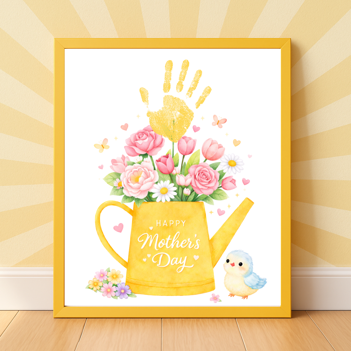 Mother’s Day Handprint Craft Printable | “Happy Mother’s Day” Flower Watering Can Keepsake | Preschool Kids Mother’s Day Activity PDF