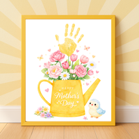 Mother’s Day Handprint Craft Printable | “Happy Mother’s Day” Flower Watering Can Keepsake | Preschool Kids Mother’s Day Activity PDF