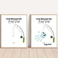 Christian Father’s Day Handprint Craft | God Blessed Me with the Best Dad Printable | Dad Birthday Gift from Kids | Fishing Keepsake DIY