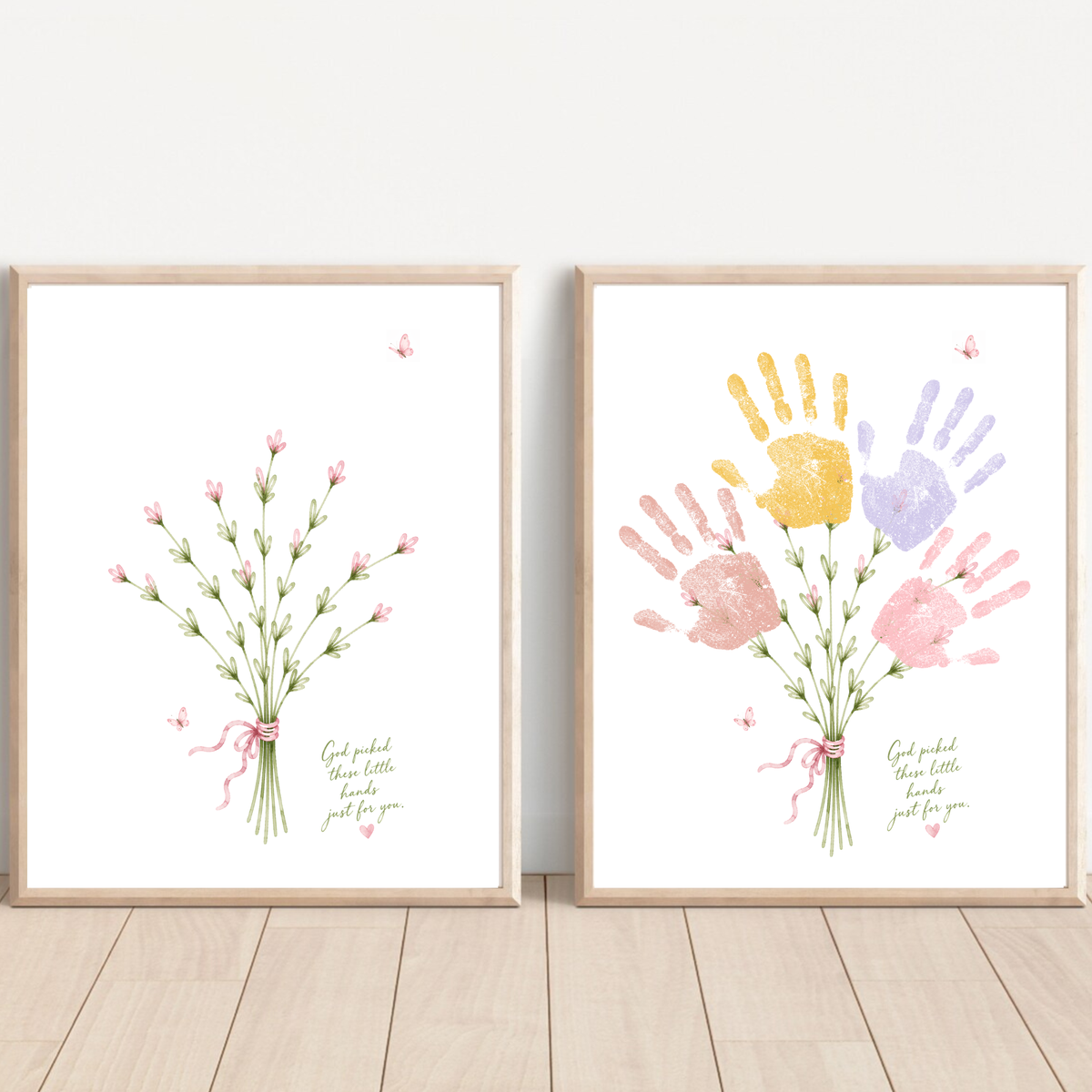 Christian Mother’s Day Handprint Craft Printable | God Picked These Little Hands for You | Mom Grandma Aunt Keepsake Gift | Birthday & Valentine’s Day Printable