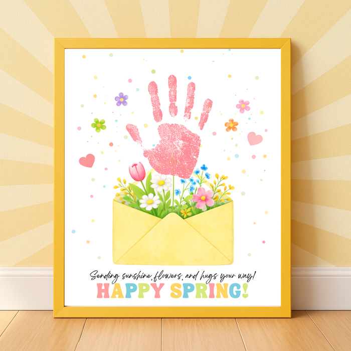 Spring Handprint Craft Printable | “Happy Spring” Flower Envelope Keepsake | Preschool Fine Motor Art Activity PDF