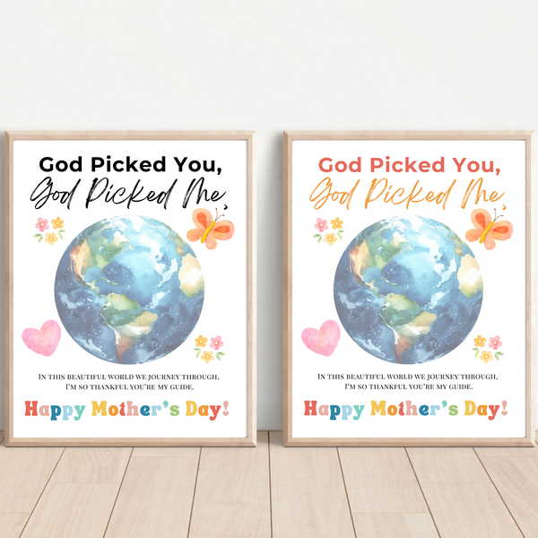 God Picked You God Picked Me Mother’s Day Printable | Christian Mother’s Day Gift from Kids | Faith-Based Mom Keepsake | Preschool Handprint Craft PDF