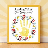 Reading Takes You Everywhere Wreath Handprint Craft Printable | Kids Literacy Week Activity | Preschool Reading Celebration Art PDF