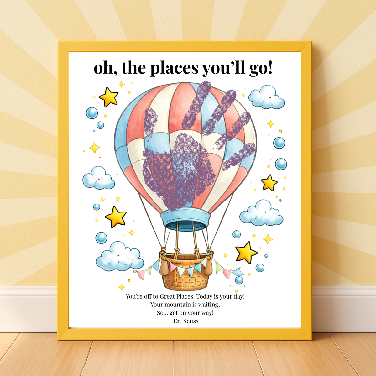 Hot Air Balloon Graduation Handprint Craft Printable | “Oh, the Places You’ll Go!” Inspirational Keepsake | End of Year Art PDF