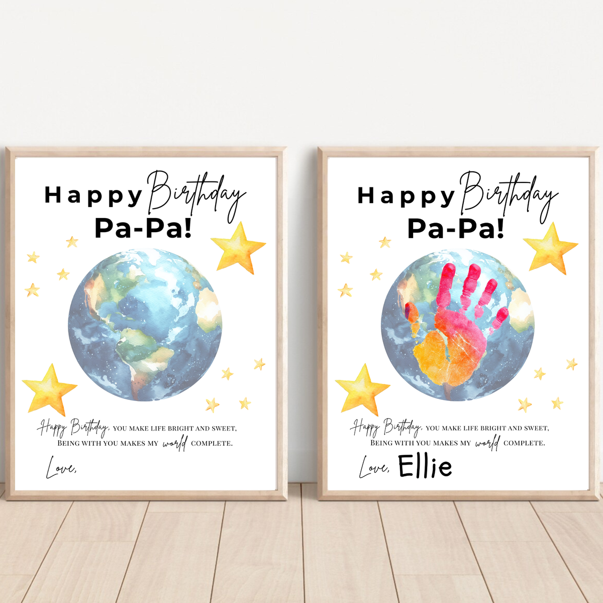PaPa Birthday Handprint Craft Printable | Happy Birthday Pa-Pa Keepsake from Kids | Grandpa Birthday Gift | 1 or 2 Handprints | Kids DIY Art PDF