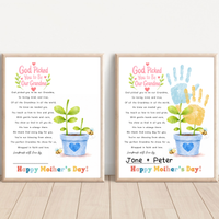 God Picked You to Be Our Grandma Handprint Craft Printable | Christian Mother’s Day Gift for Grandma | Flower Keepsake from Grandkids | Faith Based Grandma Gift
