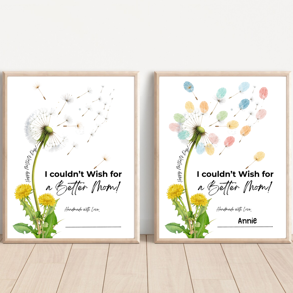 Mother’s Day Dandelion Handprint Craft Printable | I Couldn’t Wish for a Better Mom Keepsake | Preschool DIY Mother’s Day Gift | Kids Fingerprint Art PDF