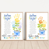 Christian Father’s Day Handprint Craft Printable | God Picked You to Be My Dad | Faith-Based Dad Keepsake Gift from Kids | Preschool DIY Handprint Art PDF