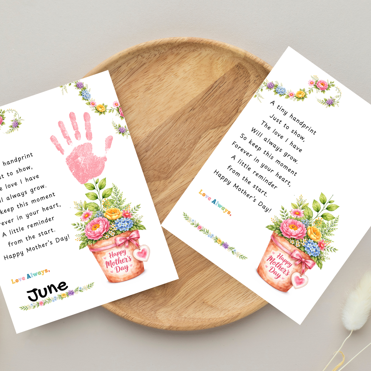 Mother’s Day Handprint Flower Pot Craft Printable | Keepsake Gift for Mom from Kids | Preschool DIY Handprint Art PDF | Happy Mother’s Day Craft