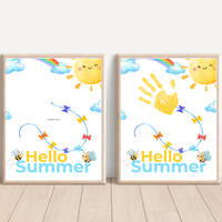 Hello Summer Handprint Craft Printable | Summer Keepsake Activity for Kids | Preschool Kindergarten End of School Year Craft