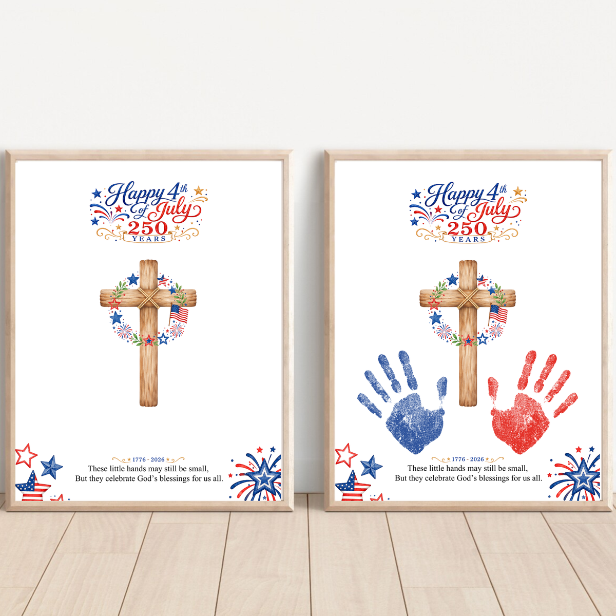 Christian July 4th Handprint Craft Printable, America 250 Faith-Based Patriotic Keepsake Activity for Kids
