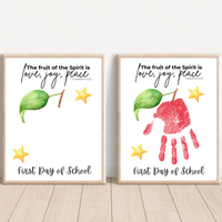Fruit of the Spirit Apple Handprint Craft Printable | First & Last Day of School Keepsake | Christian Back to School Activity