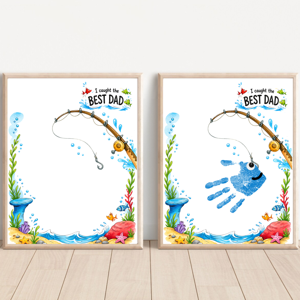 Fishing Dad Handprint Craft Printable | Father’s Day & Birthday Gift from Kids | I Caught the Best Dad Keepsake | Preschool DIY PDF