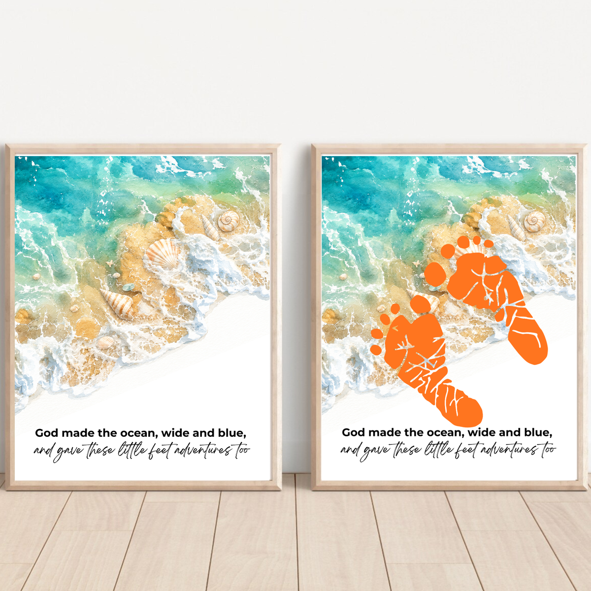 God Made the Ocean, Wide and Blue Footprint Craft Printable | Christian Beach Keepsake | Summer Footprint Art for Kids