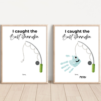 I Caught the Best Grandpa Handprint Craft Printable | Father’s Day & Birthday Gift for Grandpa | Fishing Keepsake from Kids | DIY Download