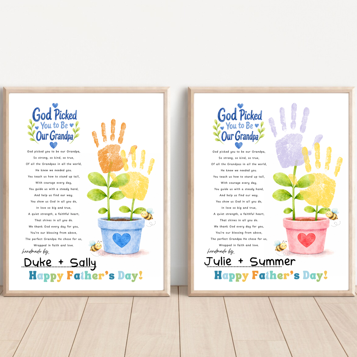 God Picked You to Be Our Grandpa Handprint Craft Printable | Christian Father’s Day Gift for Grandpa | Handprint Flower Keepsake from Grandkids