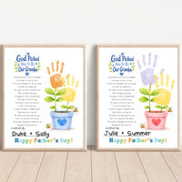 God Picked You to Be Our Grandpa Handprint Craft Printable | Christian Father’s Day Gift for Grandpa | Handprint Flower Keepsake from Grandkids