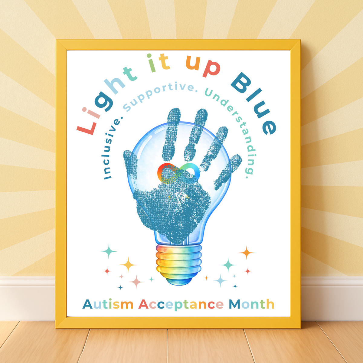 Autism Acceptance Month “Light It Up Blue” Handprint Craft Printable | Autism Awareness & Inclusion Kids Activity | Classroom SEL Art PDF