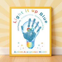 Autism Acceptance Month “Light It Up Blue” Handprint Craft Printable | Autism Awareness & Inclusion Kids Activity | Classroom SEL Art PDF