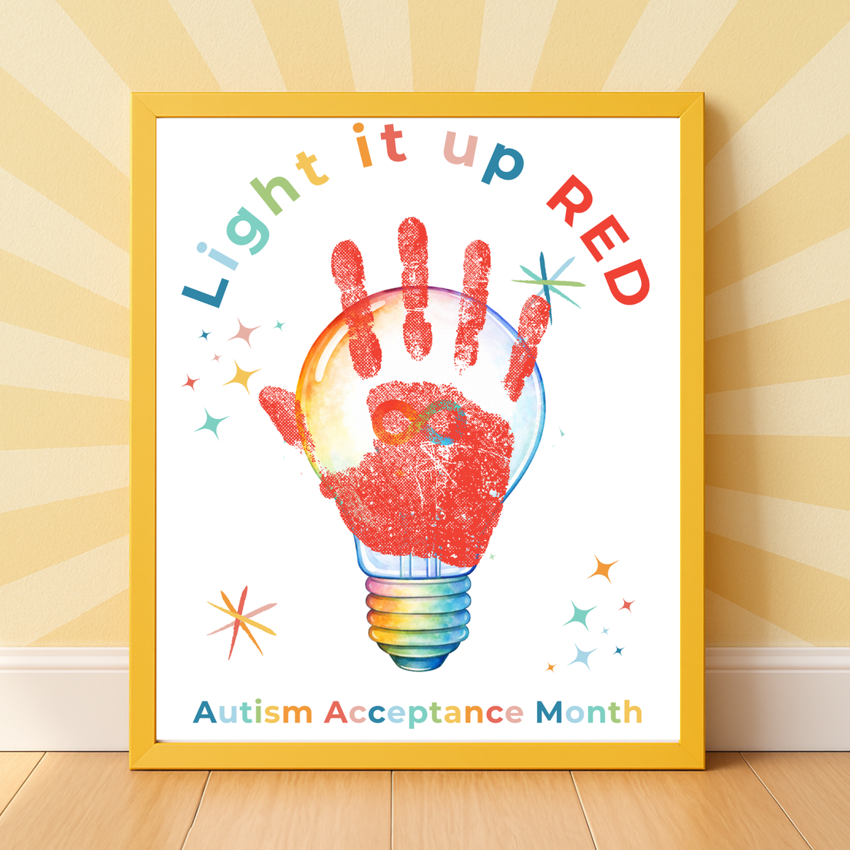 Autism Acceptance Month “Light It Up Red” Handprint Craft Printable | Autism Awareness Classroom Activity | Kids Inclusion Art PDF