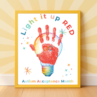 Autism Acceptance Month “Light It Up Red” Handprint Craft Printable | Autism Awareness Classroom Activity | Kids Inclusion Art PDF