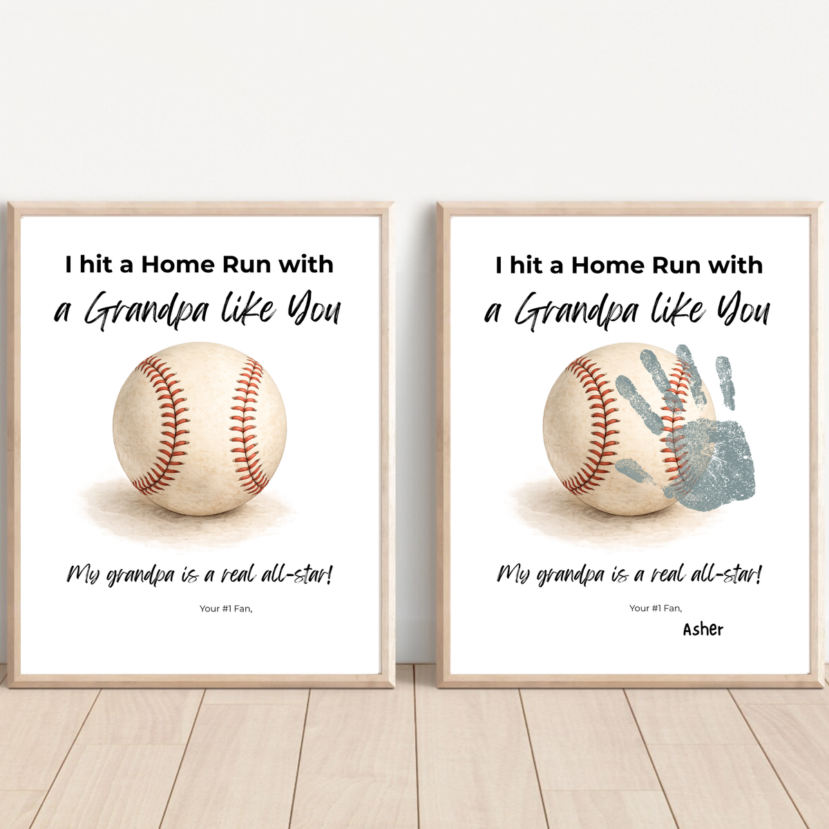 Baseball Handprint Craft for Grandpa, I Hit a Home Run with a Grandpa Like You Printable, Father’s Day Baseball Keepsake from Kids