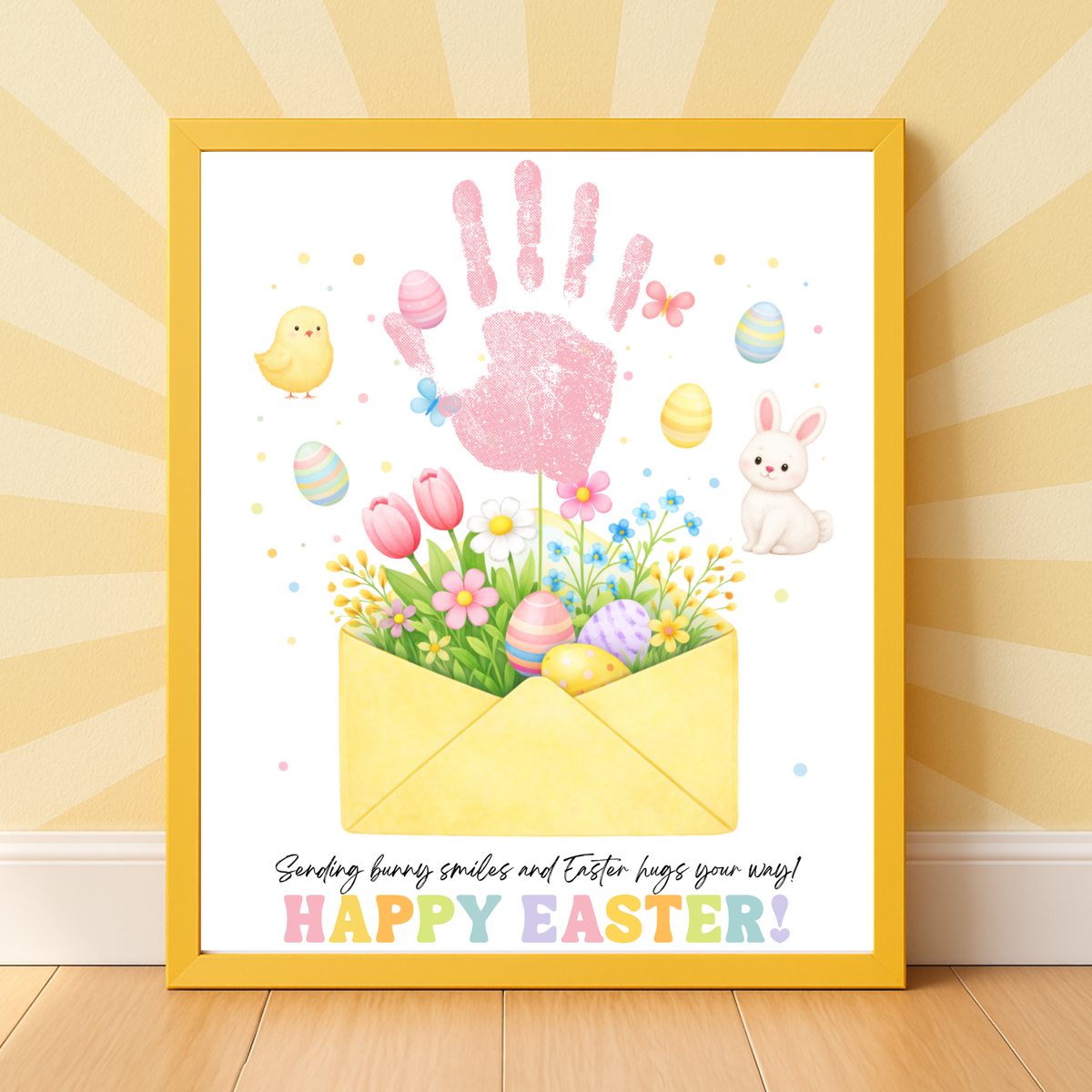 Easter Handprint Craft Printable | Bunny & Chick Flower Envelope Keepsake | Preschool Fine Motor Spring Activity PDF