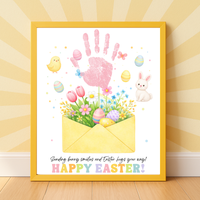 Easter Handprint Craft Printable | Bunny & Chick Flower Envelope Keepsake | Preschool Fine Motor Spring Activity PDF