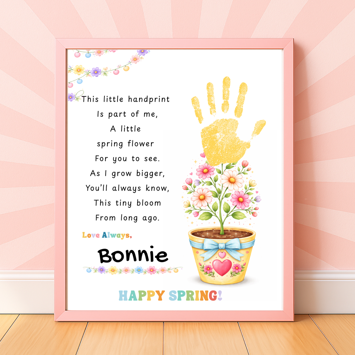 Spring Handprint Flower Craft Printable | Personalized Keepsake Poem Activity | Preschool Spring Art Gift | Kids Flower Pot Handprint PDF