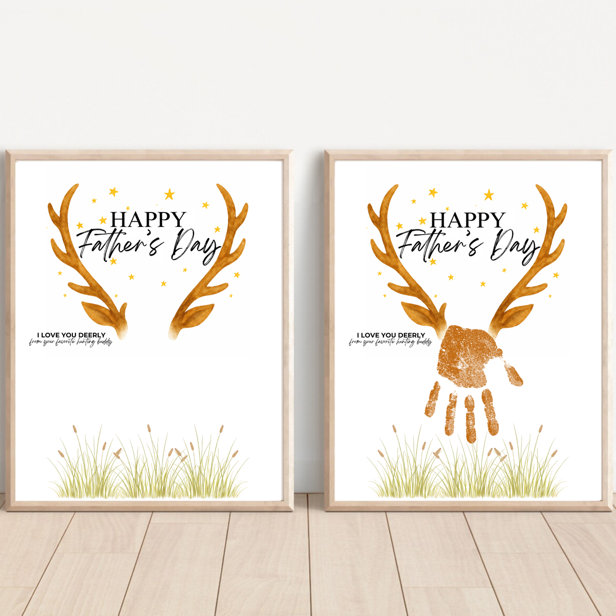 Father’s Day Handprint Craft Printable | Happy Father’s Day Deer Keepsake from Kids | Hunting Dad Gift | Preschool DIY Handprint Art PDF