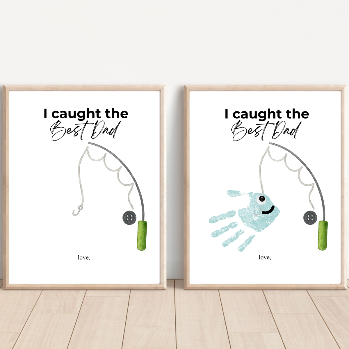 I Caught the Best Dad Simple Handprint Craft | Father’s Day & Birthday Gift Printable | Fishing Dad Keepsake from Kids | Simple DIY Handprint Art
