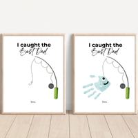 I Caught the Best Dad Simple Handprint Craft | Father’s Day & Birthday Gift Printable | Fishing Dad Keepsake from Kids | Simple DIY Handprint Art