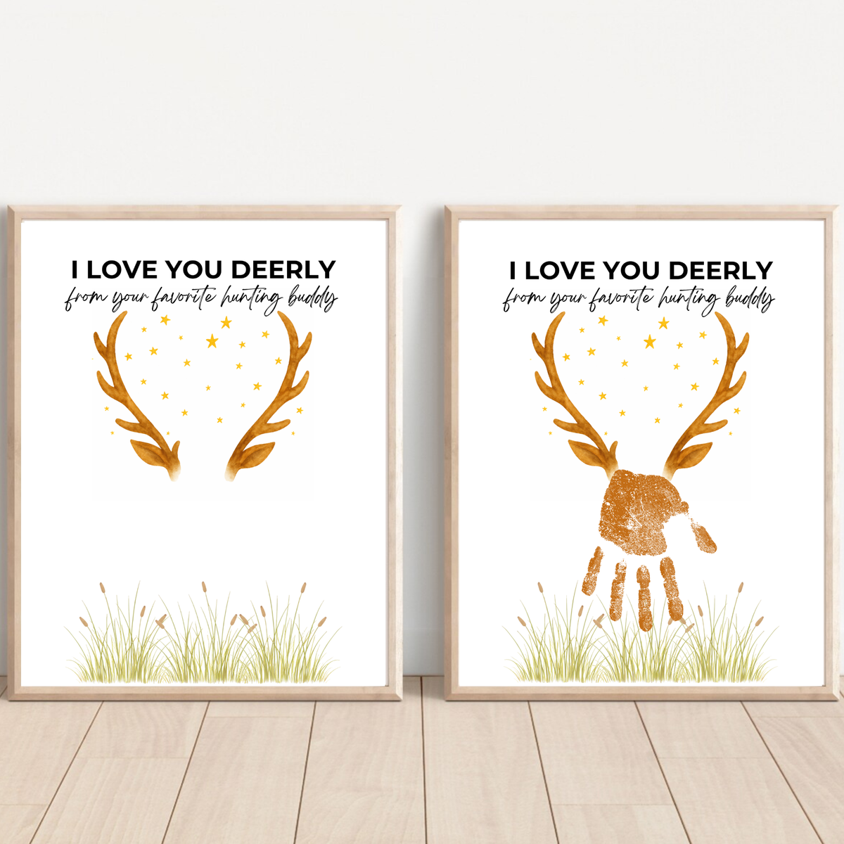 Father’s Day Handprint Craft Printable | I Love You Deerly Keepsake from Kids | Hunting Dad Gift | Preschool DIY Handprint Art PDF