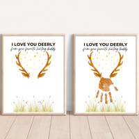 Father’s Day Handprint Craft Printable | I Love You Deerly Keepsake from Kids | Hunting Dad Gift | Preschool DIY Handprint Art PDF
