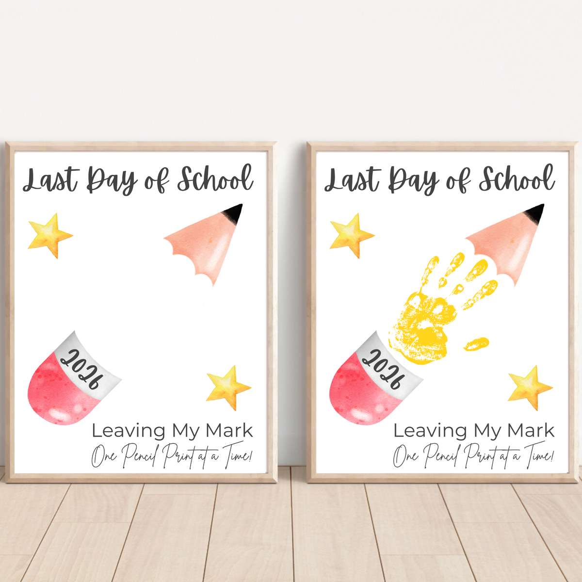 Last Day of School Pencil Handprint Craft Printable | End of School Year Keepsake Art | Leaving My Mark School Sign 2026 | Preschool DIY Handprint PDF