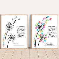 Mother’s Day Fingerprint Craft Printable | I Couldn’t Wish for a Better Mom Keepsake | Preschool DIY Mom Gift | Dandelion Fingerprint Art PDF