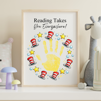 Reading Takes You Everywhere Wreath Handprint Craft Printable | Kids Literacy Week Activity | Preschool Reading Celebration Art PDF