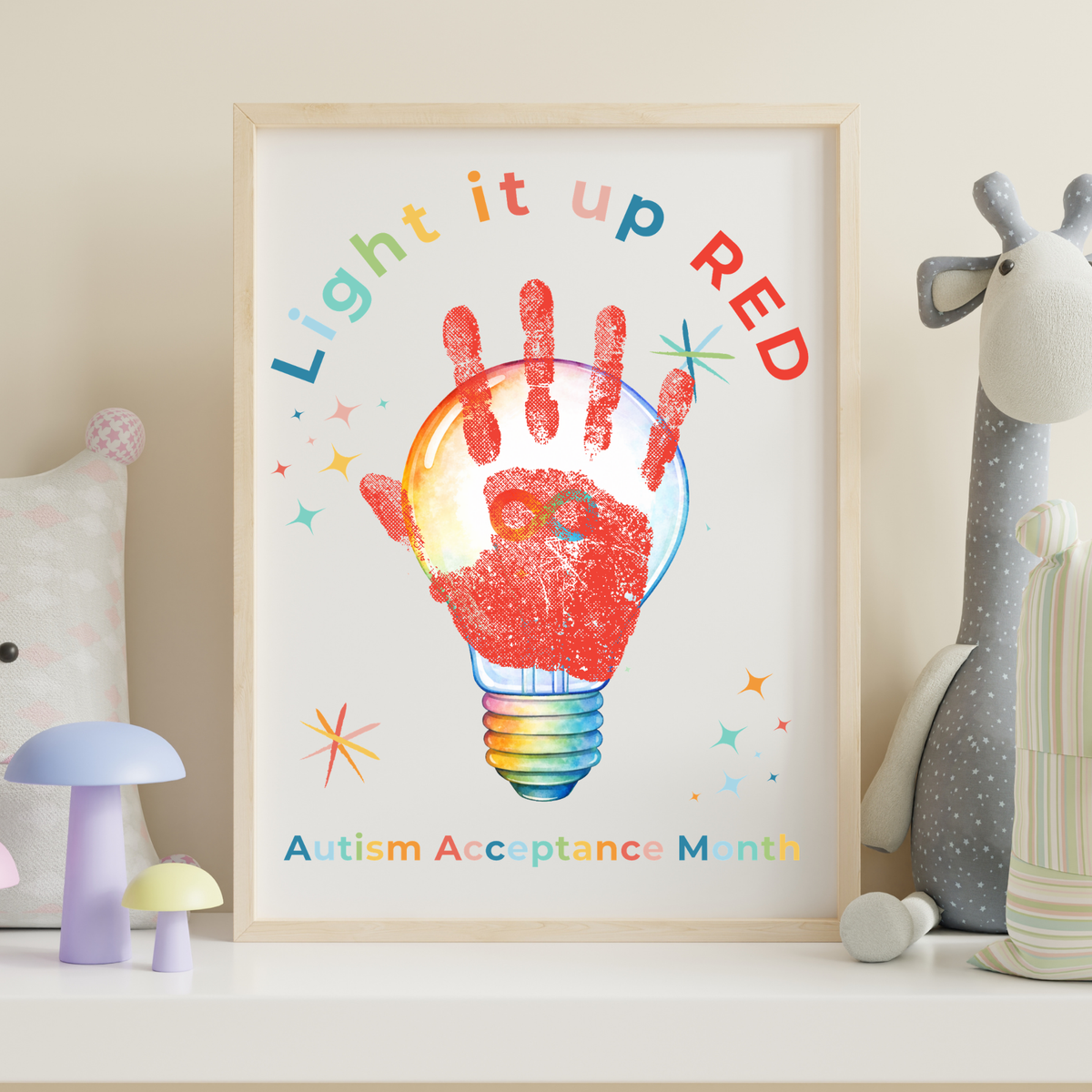 Autism Acceptance Month “Light It Up Red” Handprint Craft Printable | Autism Awareness Classroom Activity | Kids Inclusion Art PDF