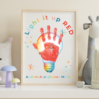 Autism Acceptance Month “Light It Up Red” Handprint Craft Printable | Autism Awareness Classroom Activity | Kids Inclusion Art PDF