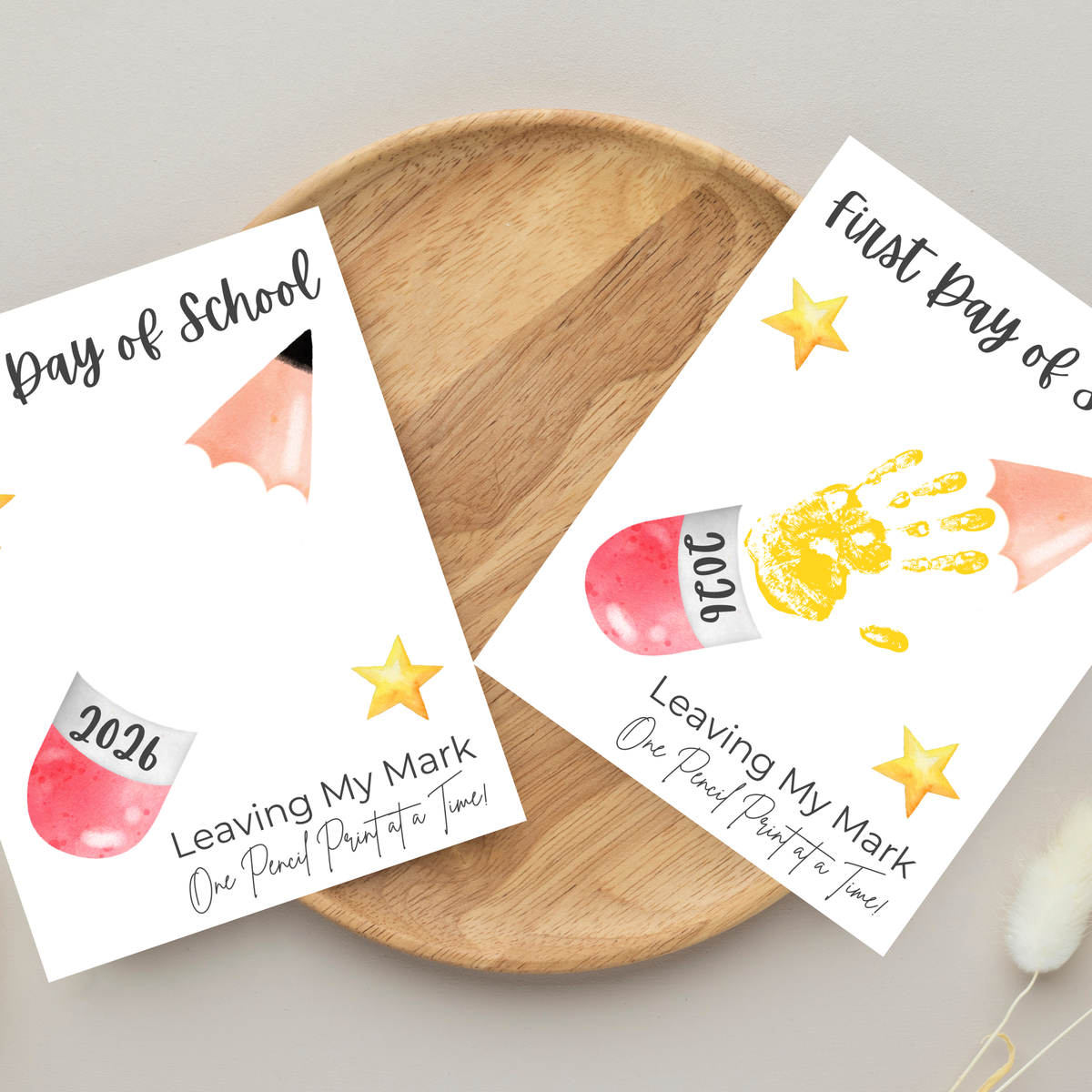 First Day of School Pencil Handprint Craft Printable | Back to School Keepsake Art | Leaving My Mark School Sign 2026 | Preschool DIY Handprint PDF