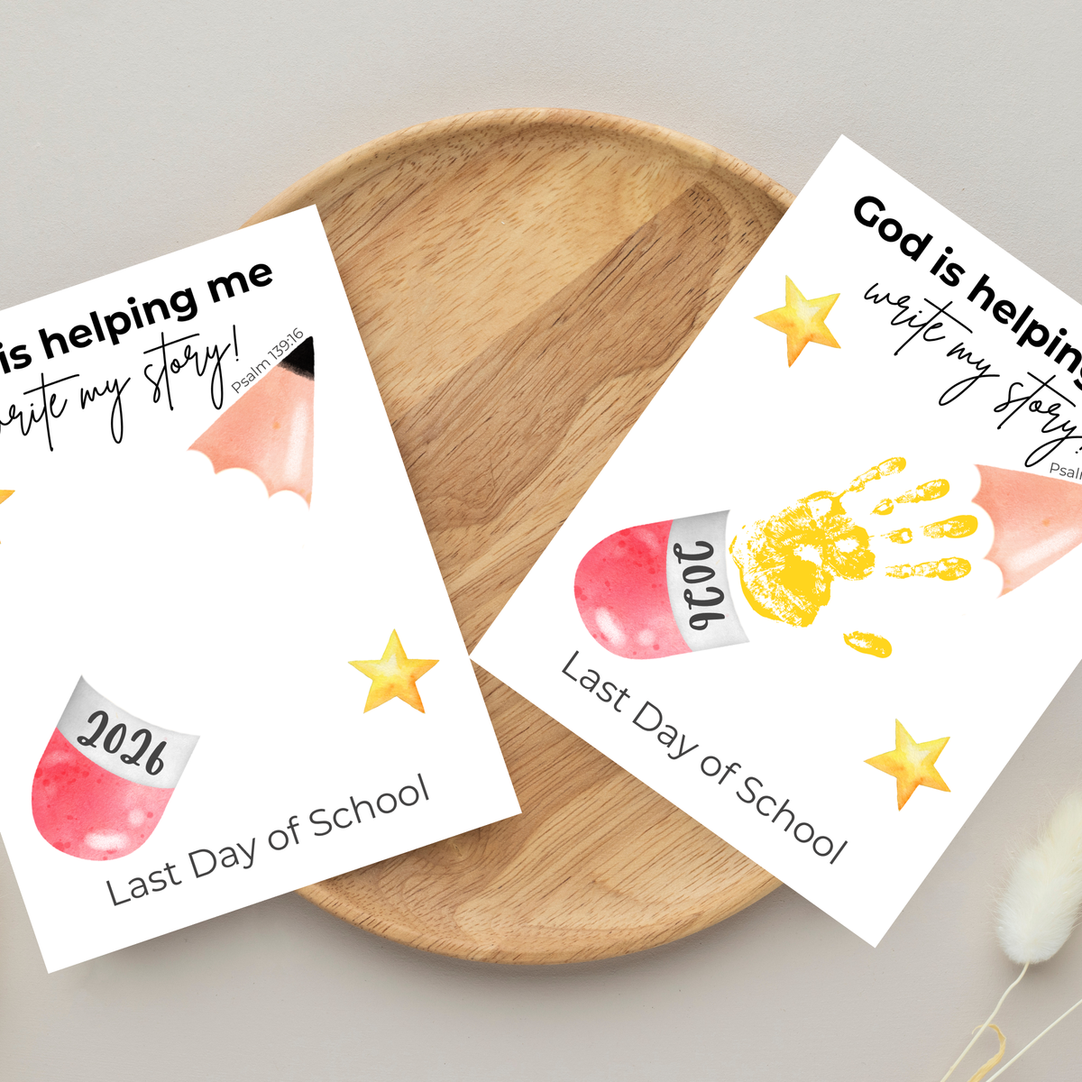Christian Last Day of School Handprint Craft Printable | God is Helping Me Write My Story | Psalm 139:16 Keepsake | End of Year PDF